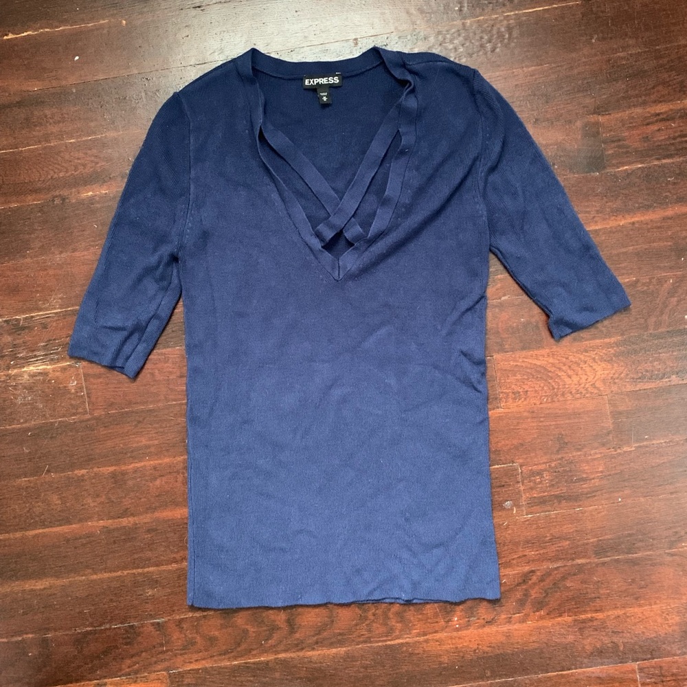 V Neck Navy Sweater